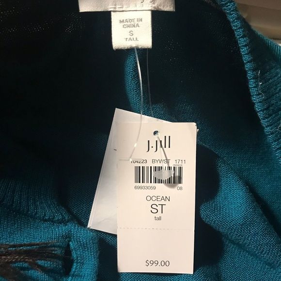 J.JILL Long Cardigan Sweater S Tall ST Ocean Aqua - Picture 3 of 5